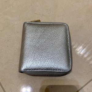 Cuyana small leather zip around wallet silver